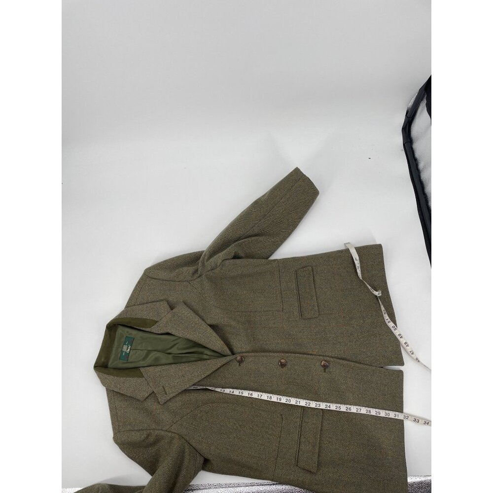 Vintage Orvis Wool Blazer Womens Plus Size 20 Herringbone Suede Green Academia - Picture 9 of 10